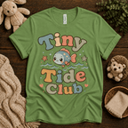 Tiny Tide Club cute animal graphic t-shirt cozy flat lay in leaf.