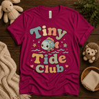 Tiny Tide Club cute animal graphic t-shirt cozy flat lay in berry.