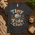 Tiny Tide Club cute animal graphic t-shirt cozy flat lay in asphalt.