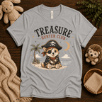Treasure Hunter Club cute animal graphic t-shirt cozy flat lay in athletic heather.
