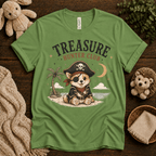 Treasure Hunter Club cute animal graphic t-shirt cozy flat lay in leaf.