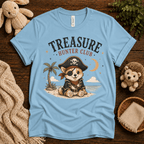 Treasure Hunter Club cute animal graphic t-shirt cozy flat lay in baby blue.