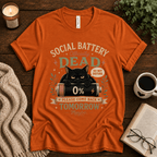 Social Battery Dead funny introvert graphic t-shirt cozy flat lay in burnt orange.