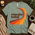 Reimagine Today inspirational introvert graphic t-shirt cozy flat lay in sage.