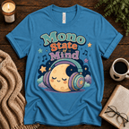 Mono State Of Mind funny introvert graphic t-shirt cozy flat lay in aqua.