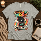Airplane Mode funny introvert graphic t-shirt cozy flat lay in athletic heather.