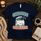 Chronic Chiller funny introvert graphic t-shirt cozy flat lay in navy.