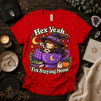 Hex Yeah cute witchy graphic t-shirt cozy flat lay in red.