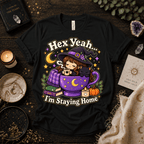 Hex Yeah cute witchy graphic t-shirt cozy flat lay in vintage black.