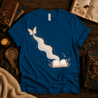 Rainbow Book whimsical book graphic t-shirt cozy flat lay in deep teal.