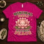 Minimal People funny plant graphic t-shirt cozy flat lay in berry.