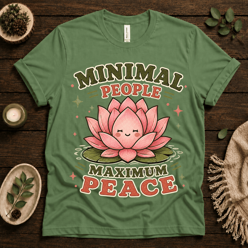 Minimal People funny plant graphic t-shirt cozy flat lay in leaf.