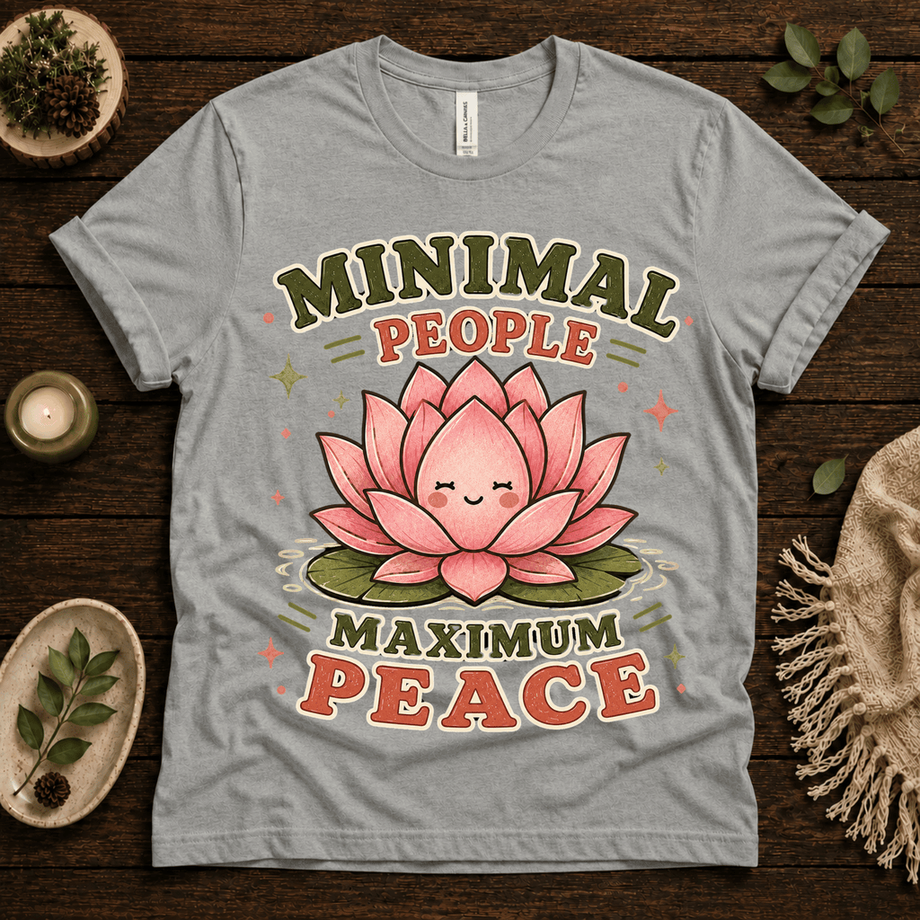 Minimal People funny plant graphic t-shirt cozy flat lay in athletic heather.