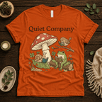 Quiet Company nature lover graphic t-shirt cozy flat lay in burnt orange.