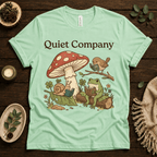 Quiet Company nature lover graphic t-shirt cozy flat lay in mint.
