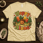 Happy Alone cute nature graphic t-shirt cozy flat lay in natural.