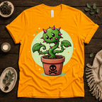 Poison Ivy funny plant graphic t-shirt cozy flat lay in gold.