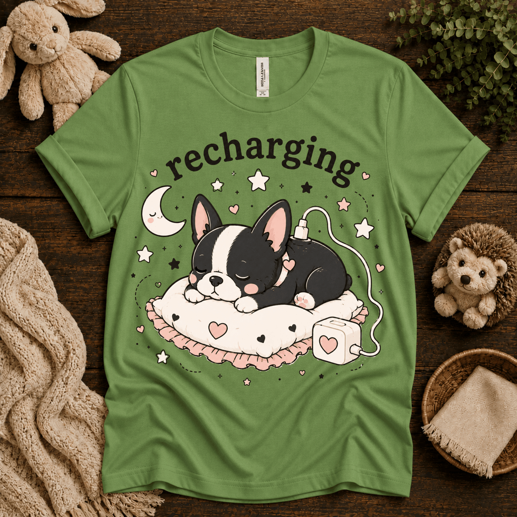 Recharging Boston | Cute Animal Graphic T-Shirt