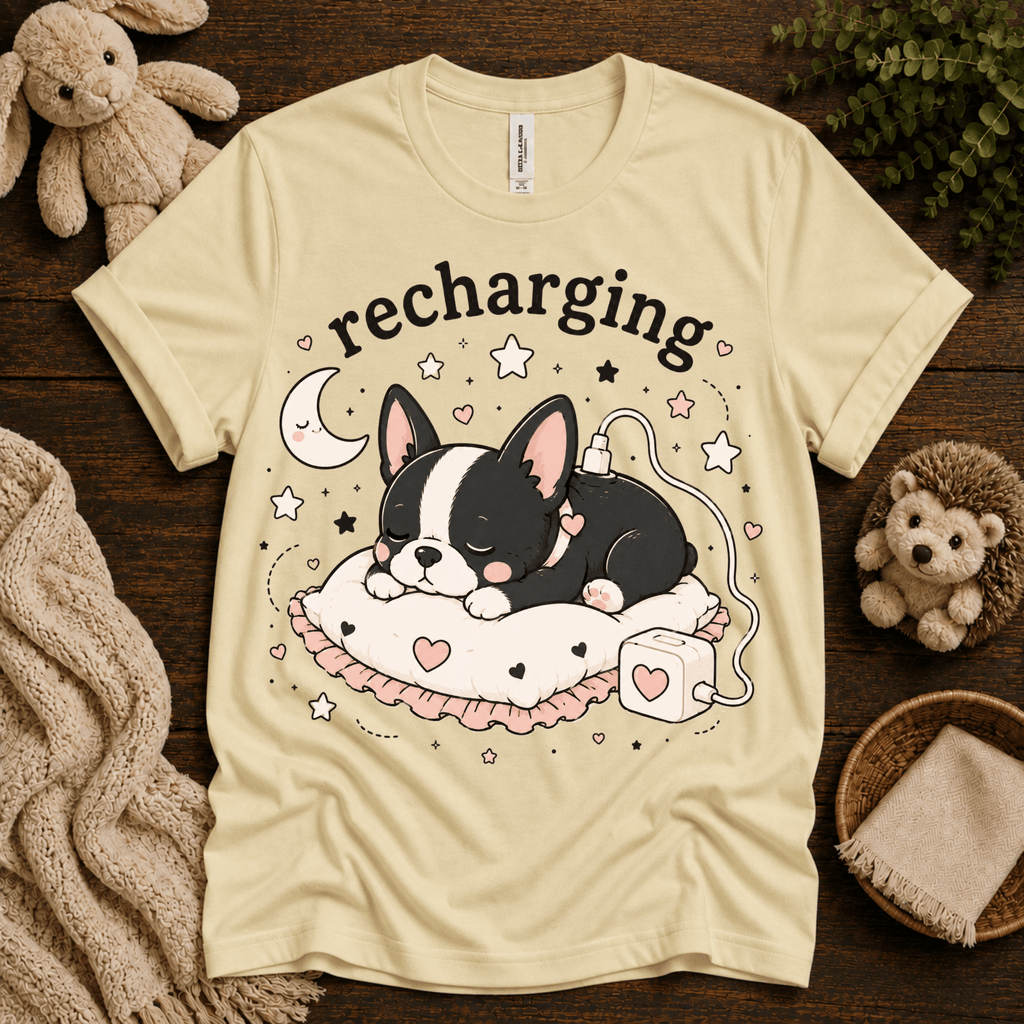 Recharging Boston | Cute Animal Graphic T-Shirt