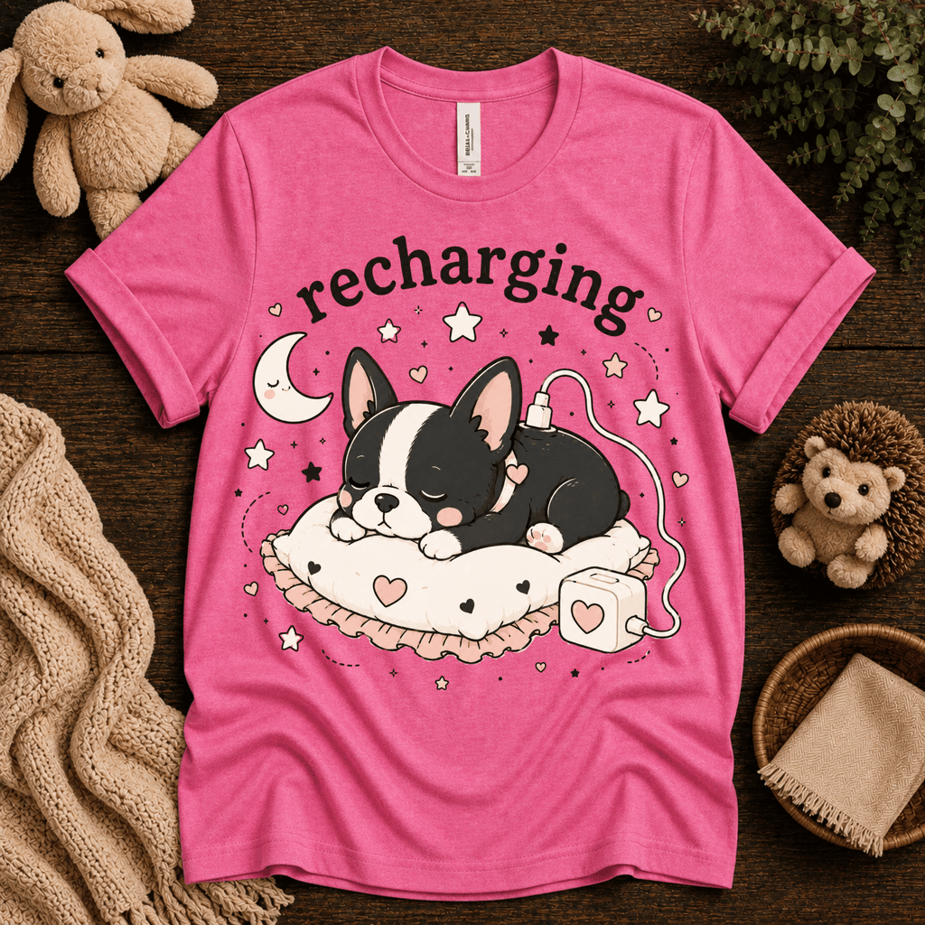 Recharging Boston | Cute Animal Graphic T-Shirt