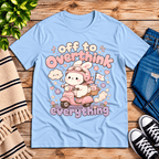 Overthink Bunny cute animal graphic t-shirt cozy flat lay in baby blue.