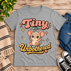 Tiny But Unbothered cute animal graphic t-shirt cozy flat lay in athletic heather.