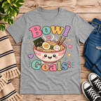Bowl Goals cute food graphic t-shirt cozy flat lay in athletic heather.