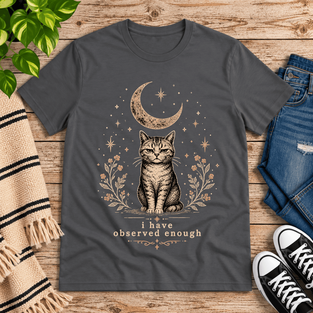 I Have Observed Enough cute animal graphic t-shirt cozy flat lay in asphalt.