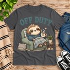 Off Duty cute animal graphic t-shirt cozy flat lay in asphalt.