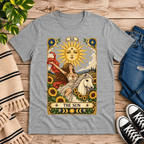 The Sun tarot card mystical graphic t-shirt cozy flat lay in athletic heather.