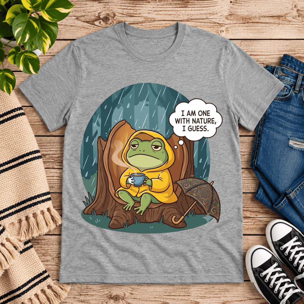 I Am One With Nature cute nature graphic t-shirt cozy flat lay in athletic heather.