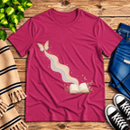 Rainbow Book whimsical book graphic t-shirt cozy flat lay in berry.