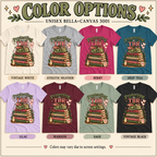 A chart showing all the colors that Protecting My TBR cute book graphic t-shirt comes in.