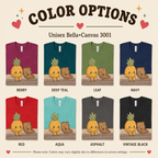 Pineapple Pizza color chart showing all color options available for this graphic t-shirt.