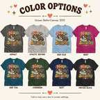 A color chart showing all the color options for Nap Security cute animal graphic t-shirt.