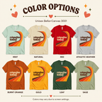 A color chart showing all the color options for Reimagine Today inspirational introvert graphic t-shirt.