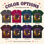 A color chart showing all the color options for Too Magical cute celestial graphic t-shirt.