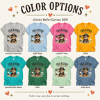 A color chart showing all the color options for Treasure Hunter Club cute animal graphic t-shirt.