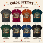 A color chart showing all the color options for Today's Spell witchy celestial graphic t-shirt.