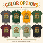 A color chart showing all the color options for Running On Silence cute animal graphic t-shirt.
