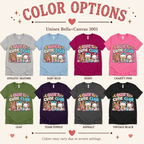 A color chart showing all the color options for Quiet Cutie Club cute animal graphic t-shirt.