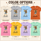A chart showing all the colors that Read More vintage book graphic t-shirt comes in.