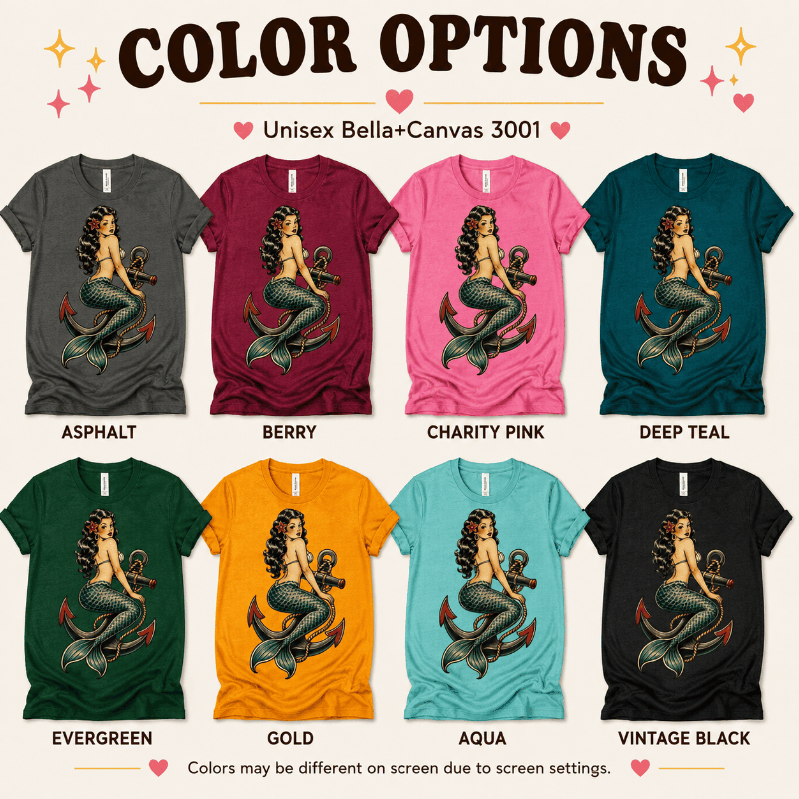 Anchor Mermaid | Vintage Mermaid Pinup T-Shirt