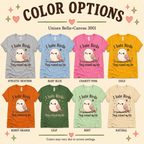 A color chart showing all the color options for I Hate Birds graphic t-shirt.