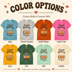 A color chart showing all the color options for Social Battery of Tea graphic t-shirt.