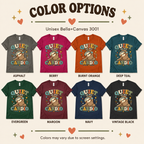 A color chart showing all the color options for Quiet Is My Cardio cute animal graphic t-shirt.