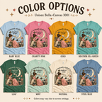 A color chart showing all the color options for Imaginary People cute book graphic t-shirt.