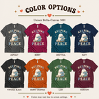A color chart showing all the color options for Keeping My Peace cute animal graphic t-shirt.