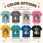 A color chart showing all the color options for Mono State Of Mind funny introvert graphic t-shirt.