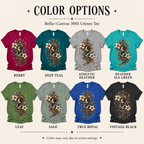 A color chart showing all the color options for Cosmic Keyhole mystical graphic t-shirt.